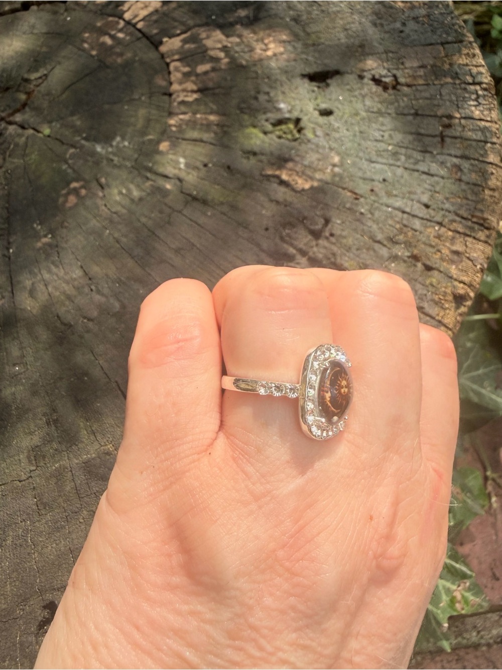ππ Celestial Moon & Sun CZ Ring Silver-Tone - Picture 5 of 10